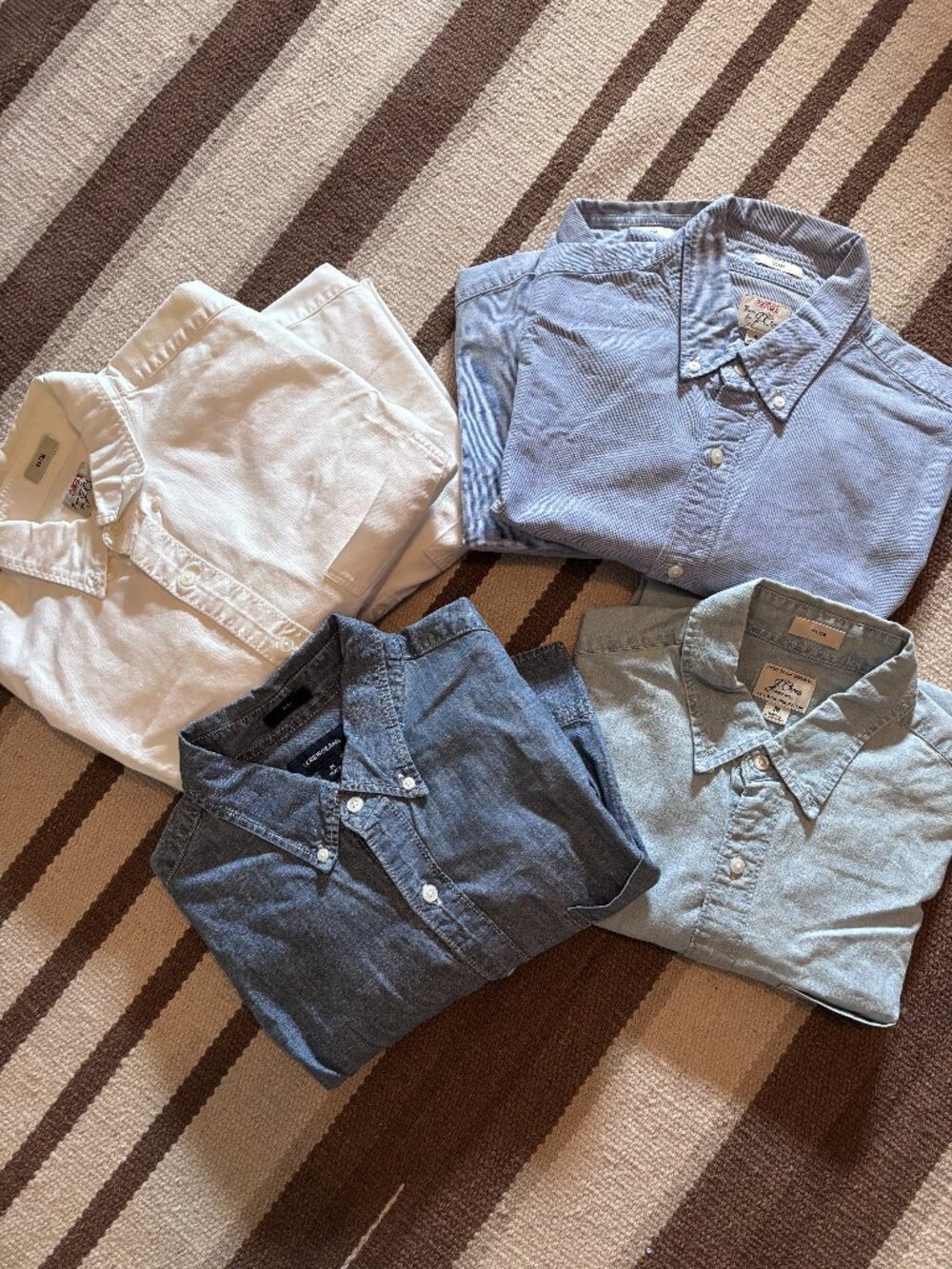 J Crew Button-downs 2X Denim, Blue and White Oxford shirts /  4 Size Med
